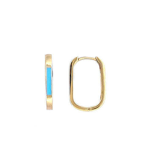 Video Thumbnail: Oblong &amp; Blue Enamel Hoop Earrings