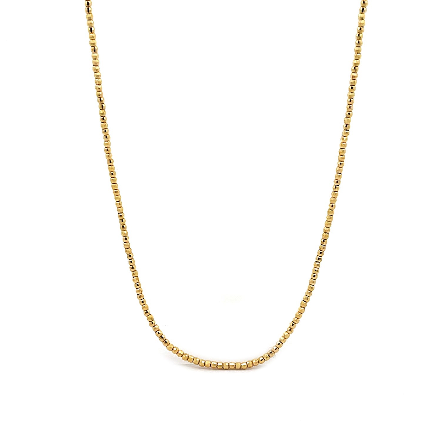14K Yellow Gold Glitter Bead Style Necklace