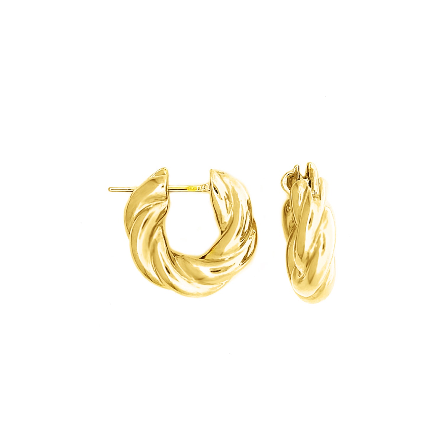 Gold Swirl Design Hoop Earrings