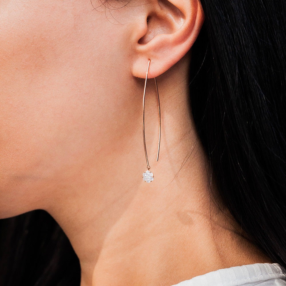 Cluster Diamond Threader Drop Earrings