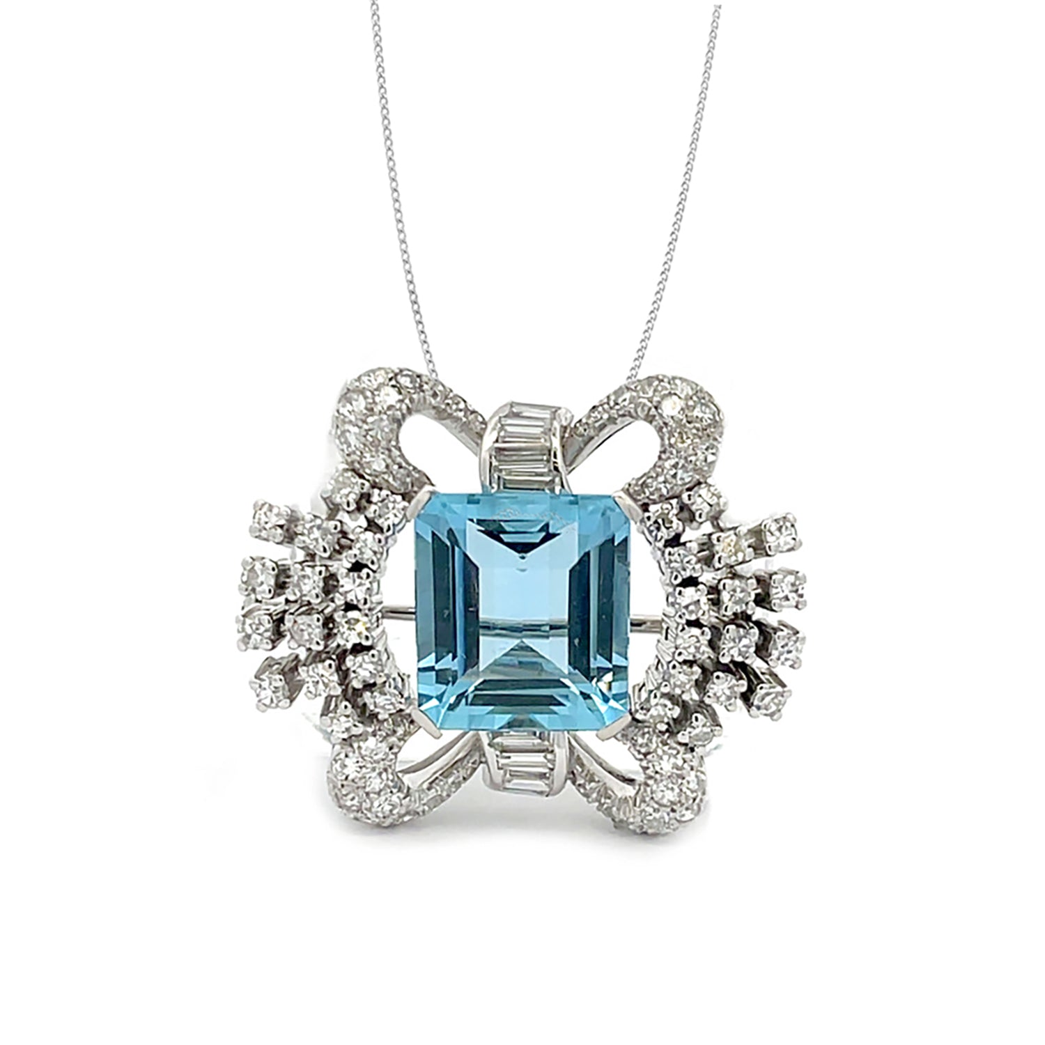 Estate Aquamarine Brooch / Necklace