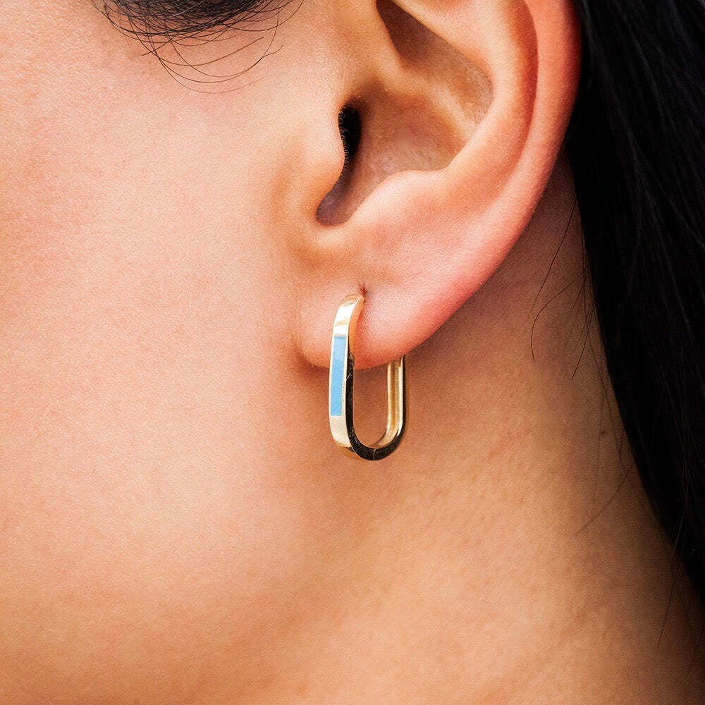 Video Thumbnail: Fancyoblongblueenamel - Oblong &amp; Blue Enamel Hoop Earrings