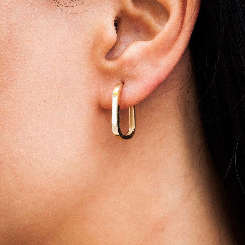 Video Thumbnail: Fancyoblongwhiteenamel - Oblong &amp; White Enamel Hoop Earrings