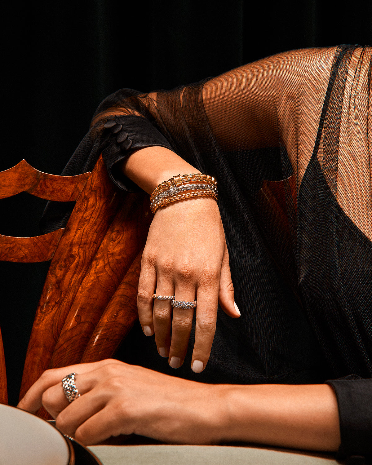 FOPE Eka Collection 18K Yellow Gold Diamond Pave Flex'it Bracelet