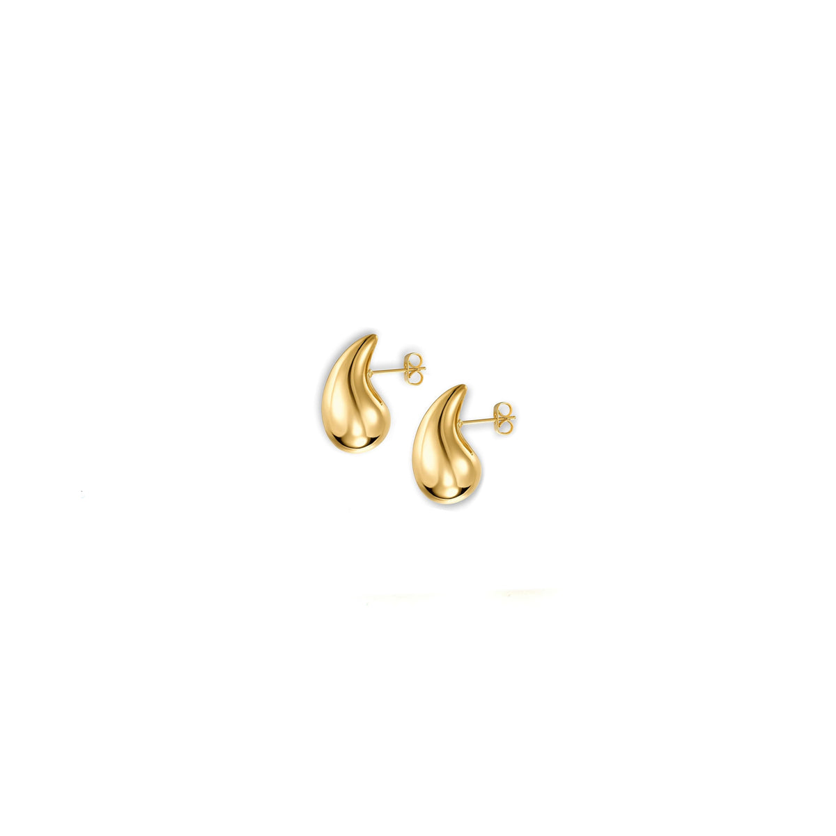 Video Thumbnail: Fancy Mini Teardrop Stud Earring Cast in 18k Yellow Gold.