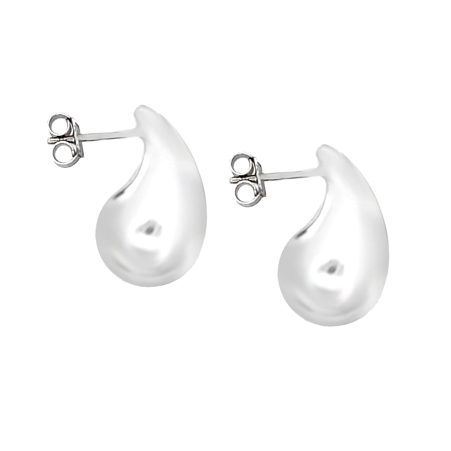 18K White Gold Fancy Medium Teardrop Stud Earrings
