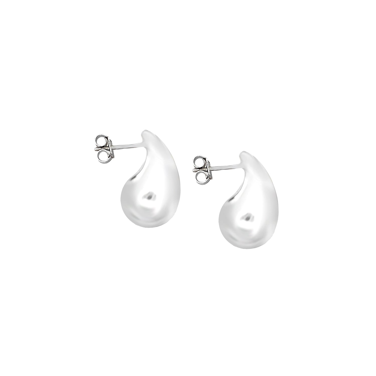 18K White Gold Fancy Petite Teardrop Stud Earrings