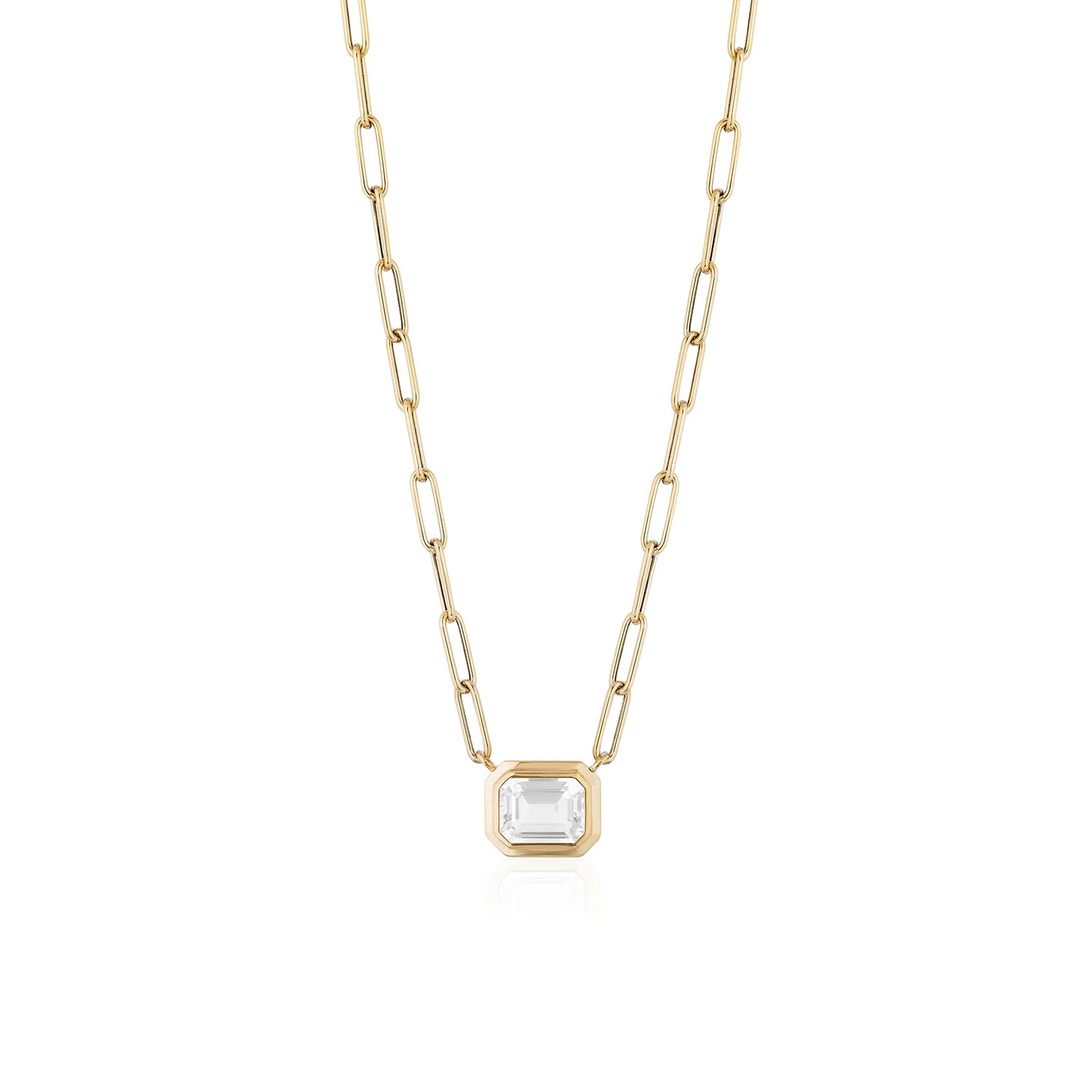 'Manhattan' Emerald Cut East-West Pendant in 18K Gold