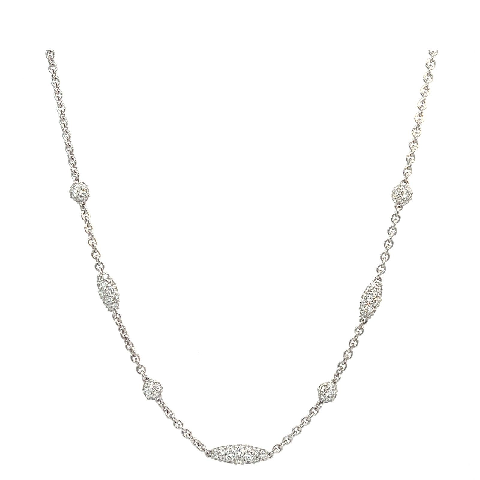 Paul Morelli 18K White Gold Pipette Diamond Necklace 4.60ctw