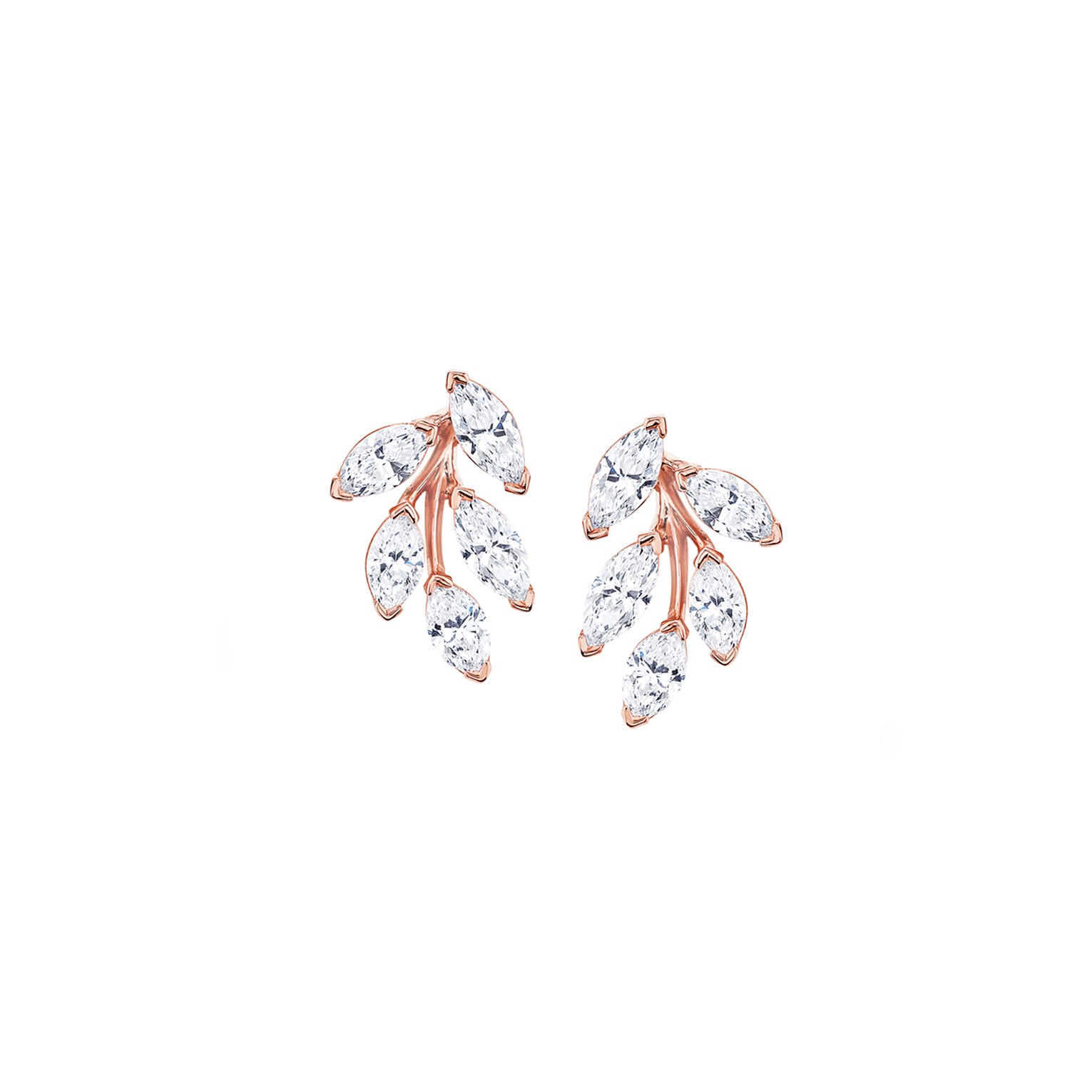 Rose Gold Marquis Diamond Stud Earrings 2.01ctw