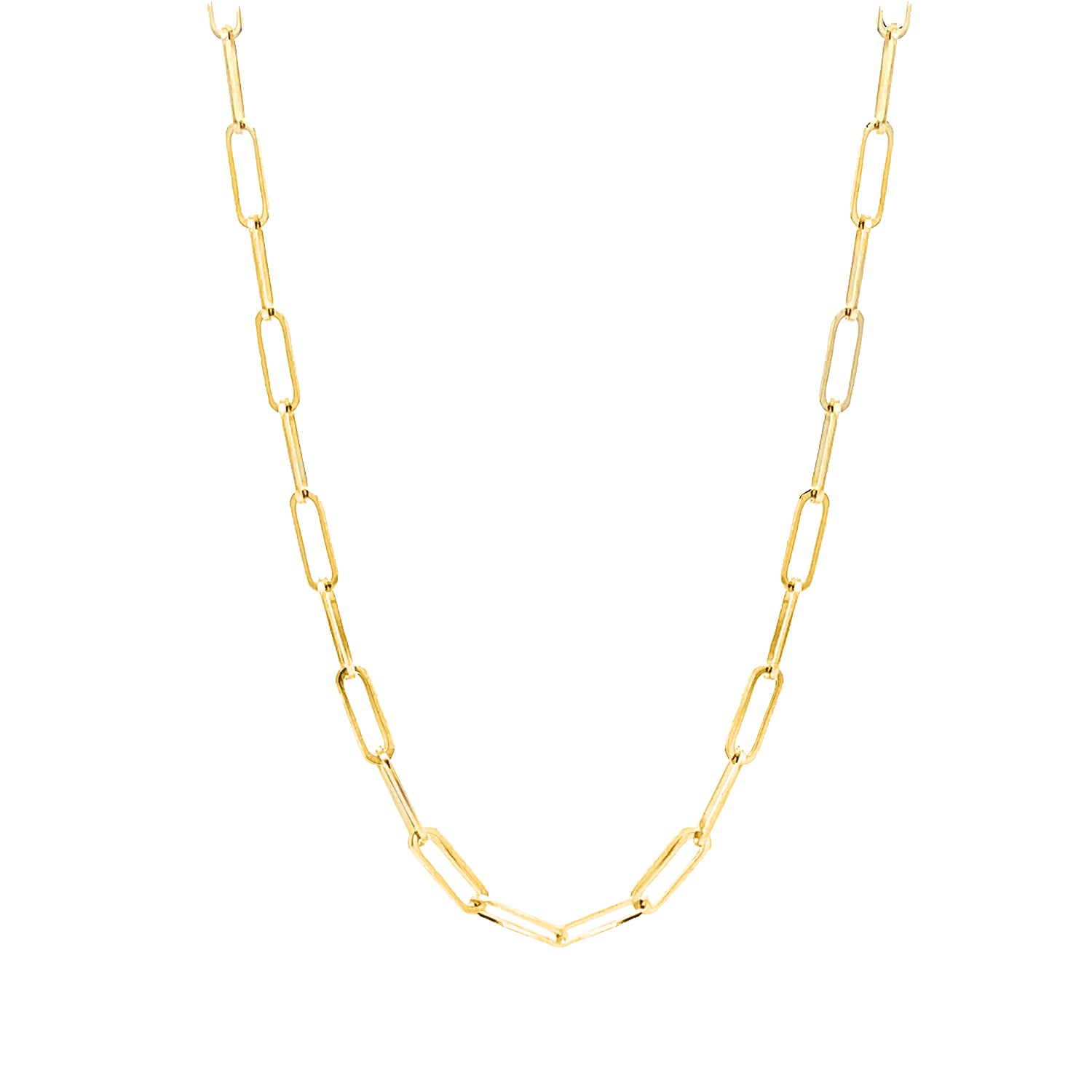 Yellow Gold Solid Paper Clip Necklace