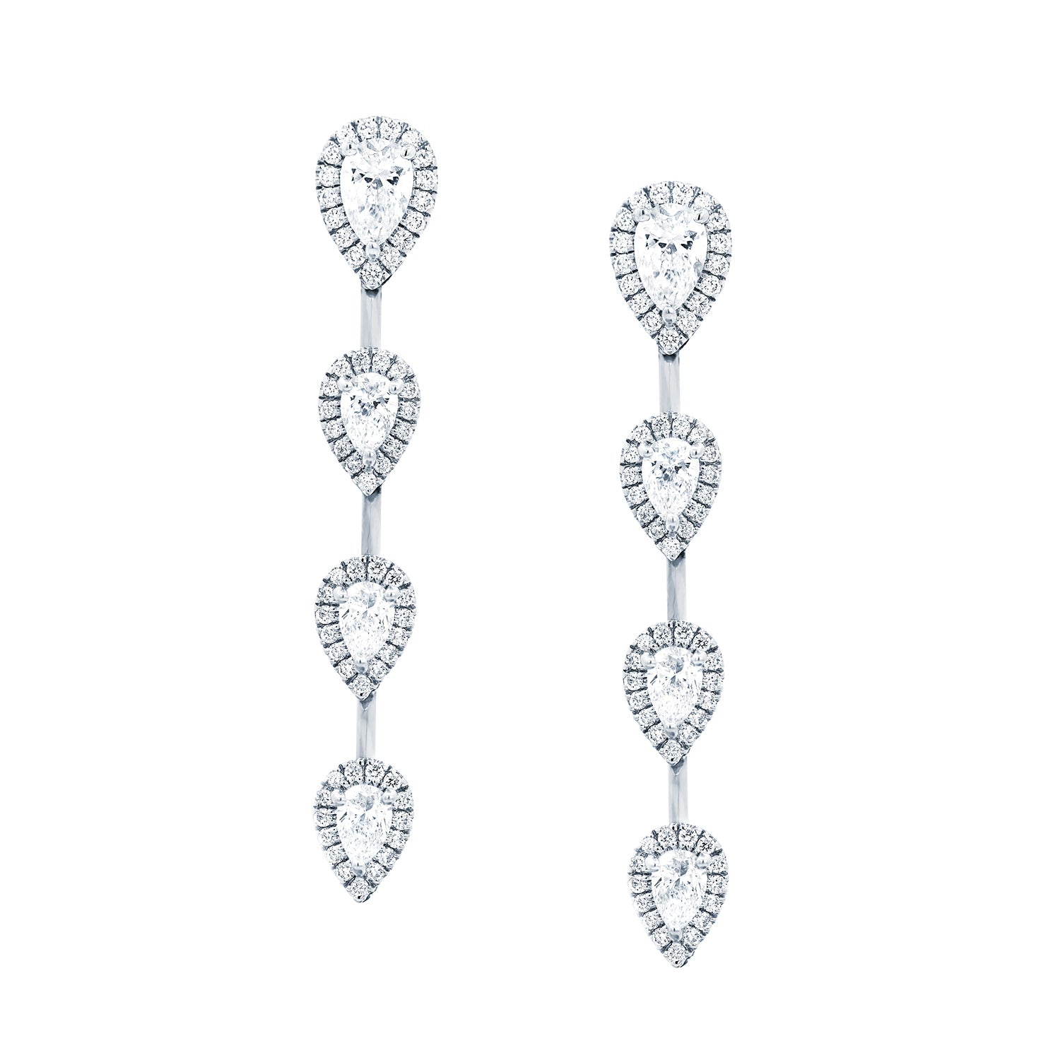 Diamond Halo Pear Drop Earrings