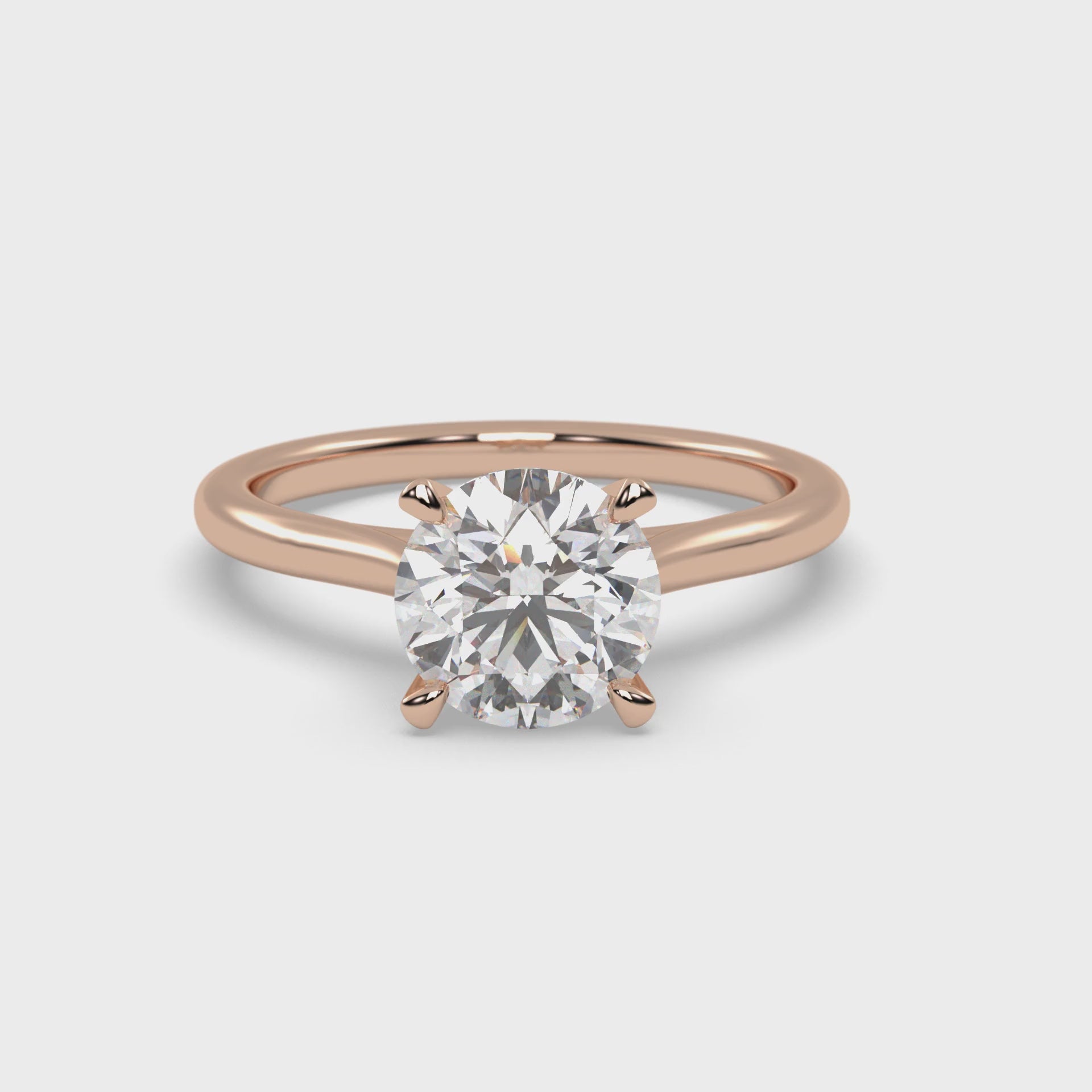 Video Thumbnail: 18k Rose Gold Stella Round Diamond Engagement Ring