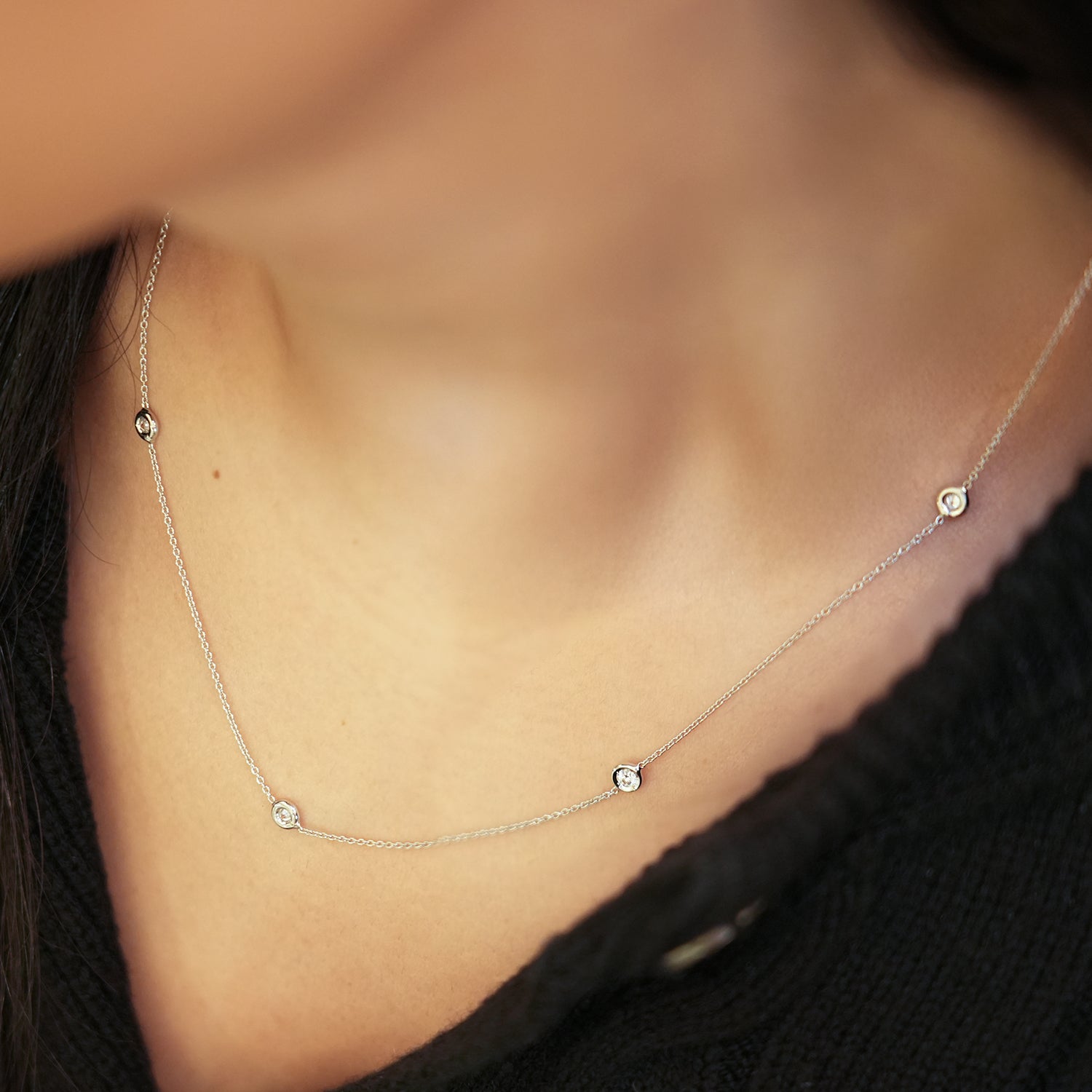 18KW Gold Diamonds by the Inch 5 Station Necklace