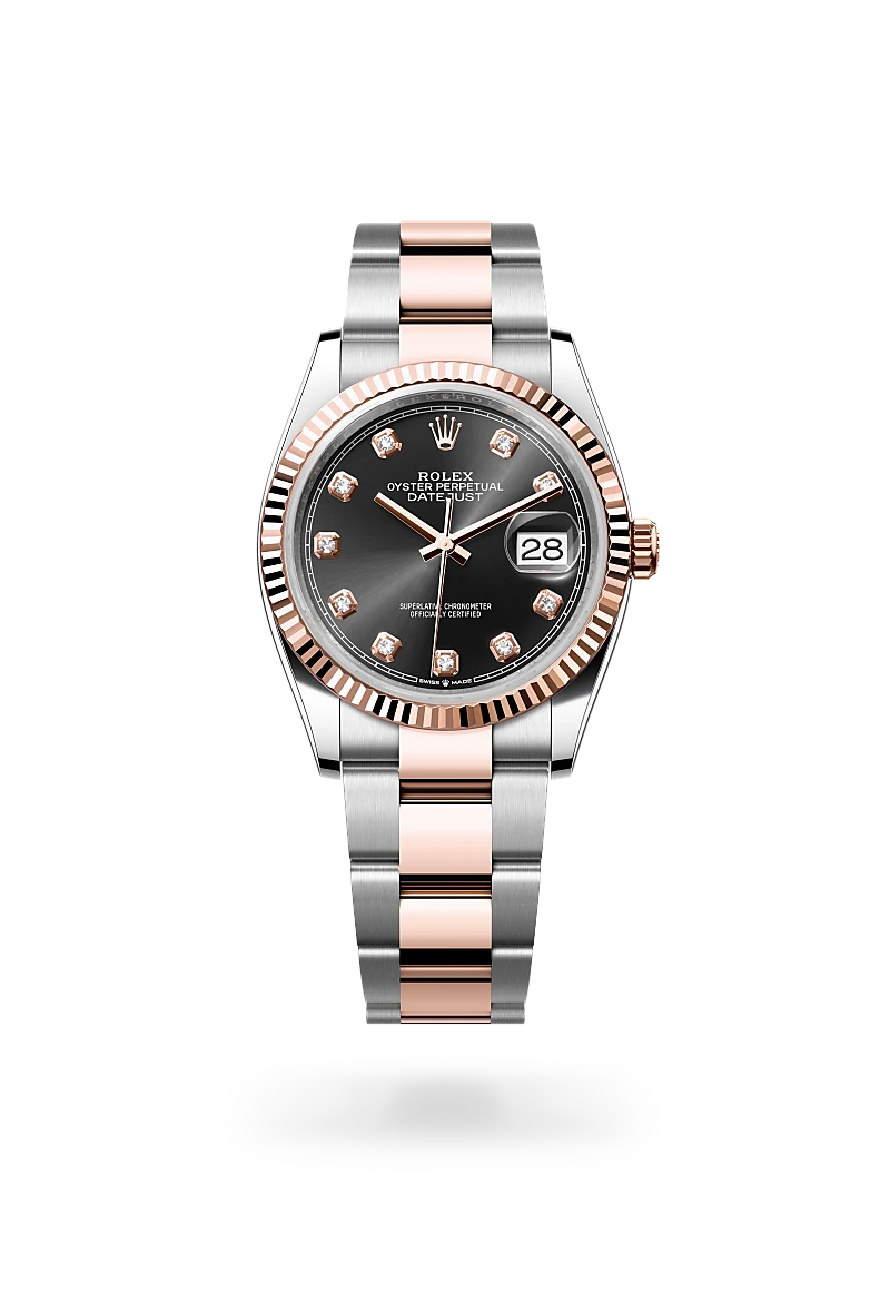 rolex datejust in everose rolesor, m126231-0020 - howard fine jewellers