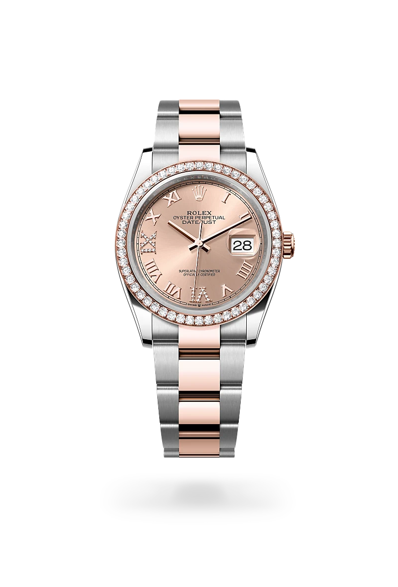 rolex datejust in everose rolesor, m126281rbr-0016 - howard fine jewellers