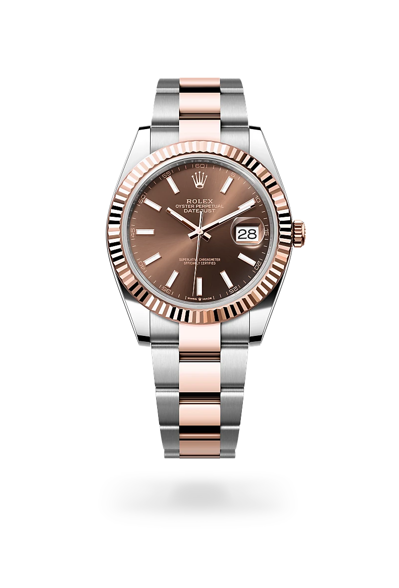 rolex datejust in everose rolesor, m126331-0001 - howard fine jewellers