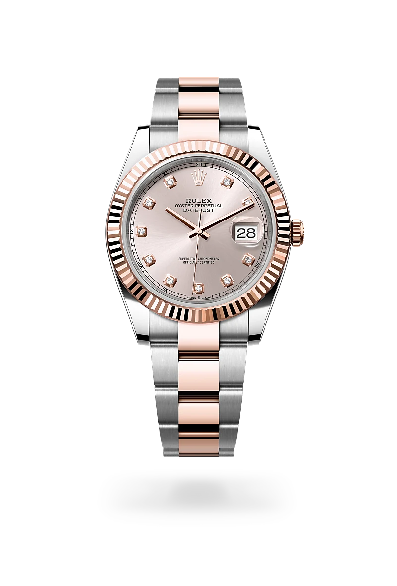 rolex datejust in everose rolesor, m126331-0007 - howard fine jewellers