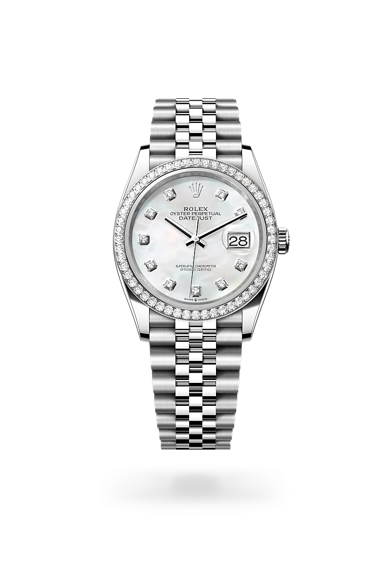 rolex datejust in white rolesor, m126284rbr-0011 - howard fine jewellers