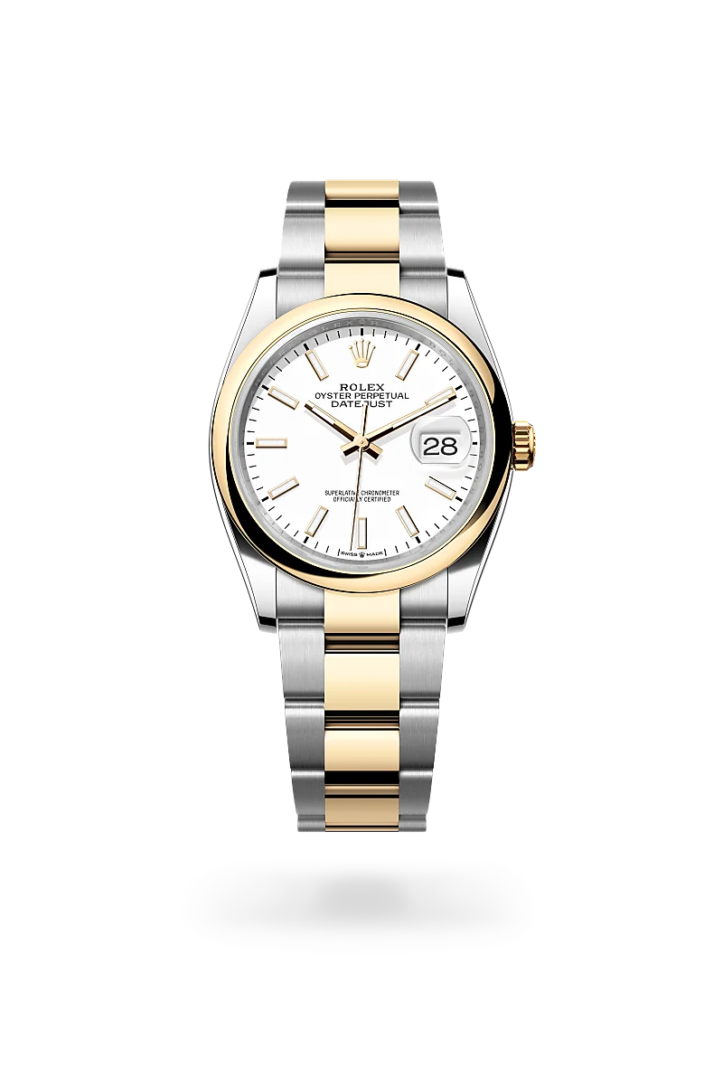 rolex datejust in yellow rolesor, m126203-0020 - howard fine jewellers