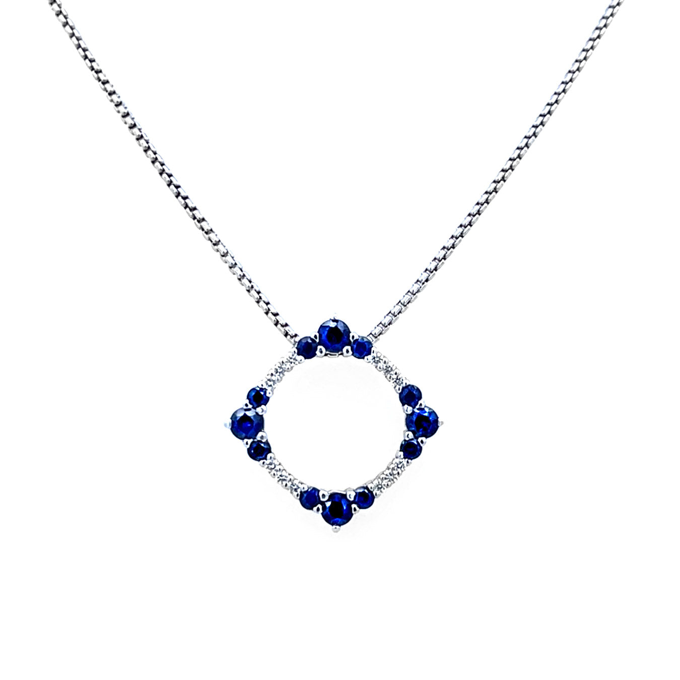 Sapphire And Diamond Circle Pendant