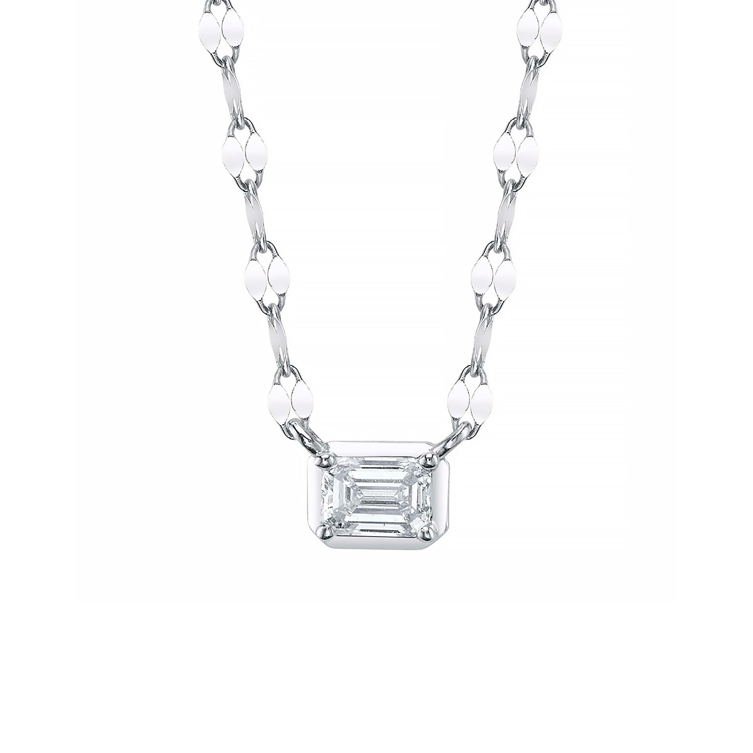 Baguette Diamond Pendant Necklace 0.20ct