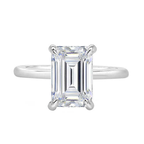 Emerald Diamond Solitaire Engagement Ring