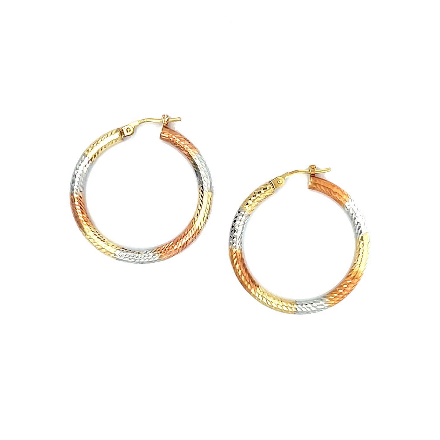 Tri-Gold Hoop Earrings 2.5 cm