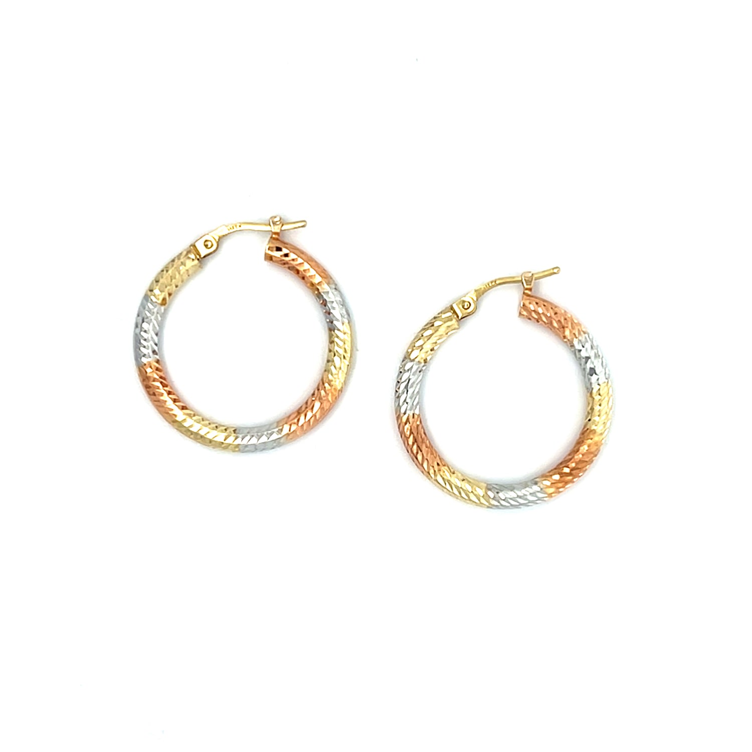 Tri-Gold Hoop Earrings 2 cm