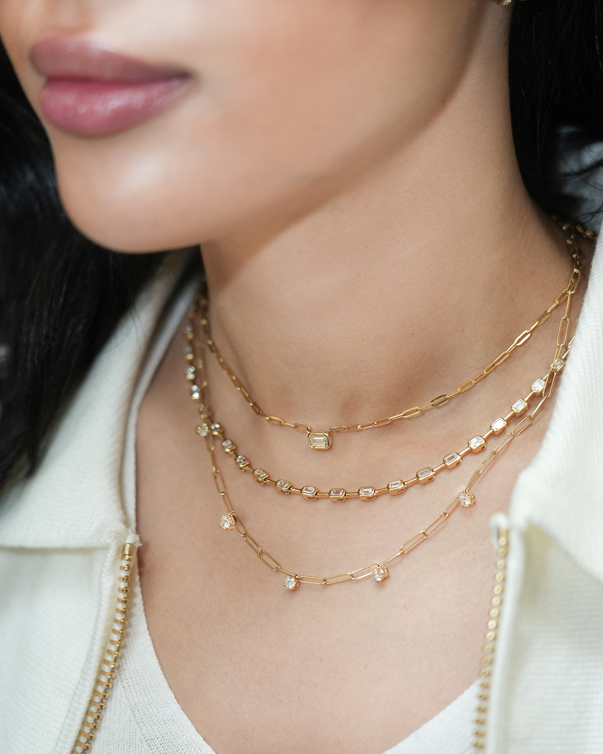 Fancy Emerald Diamond Necklace in 14K Yellow Gold