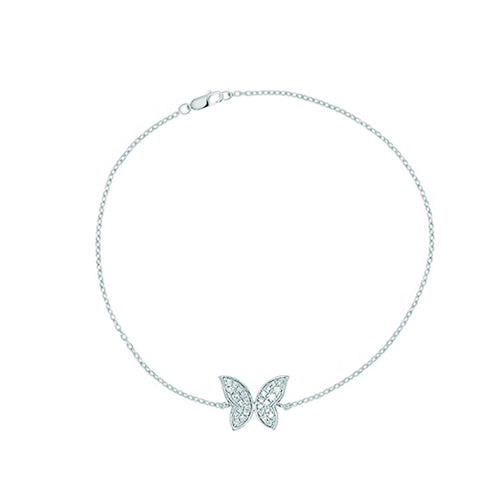 Diamond Butterfly Bracelet 14K White Gold