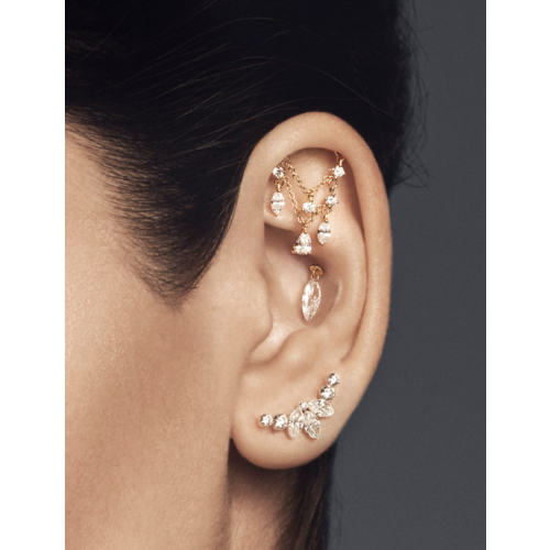 Marquise Diamond Threaded Stud Earring