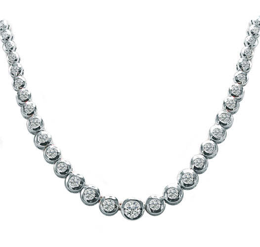 Video Thumbnail: Bezelsetdiamondnecklace - Bezel Set Graduated Diamond Necklace
