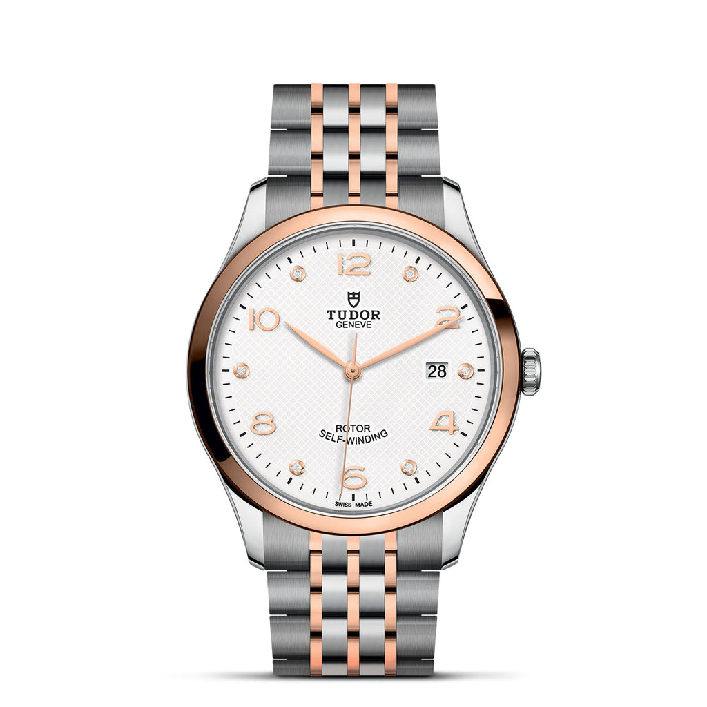 Tudor 1926 41mm in steel and rose gold with a white diamond-set dial and a steel and rose gold bracelet- Howard Fine Jewellers