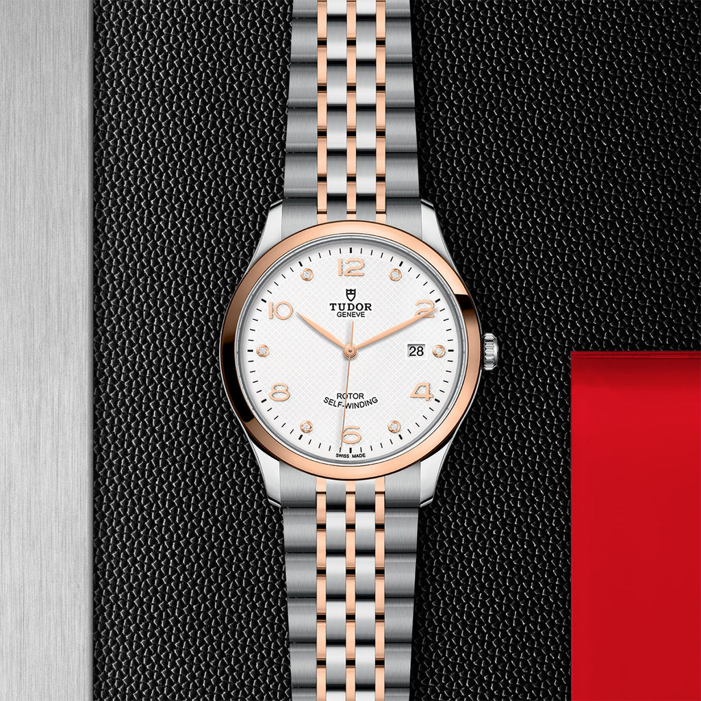 Tudor 1926 41mm in steel and rose gold with a white diamond-set dial and a steel and rose gold bracelet- Howard Fine Jewellers
