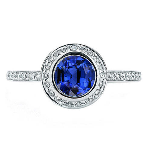 Video Thumbnail: Sapphire Diamond Halo Custom Ring