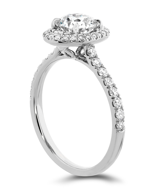 Hearts On Fire Juliette Oval Halo Side Diamond Engagement Ring