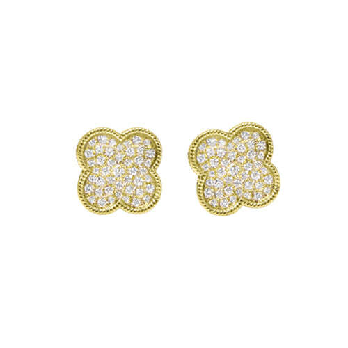 Video Thumbnail: Pave Diamond Clover Stud Earrings