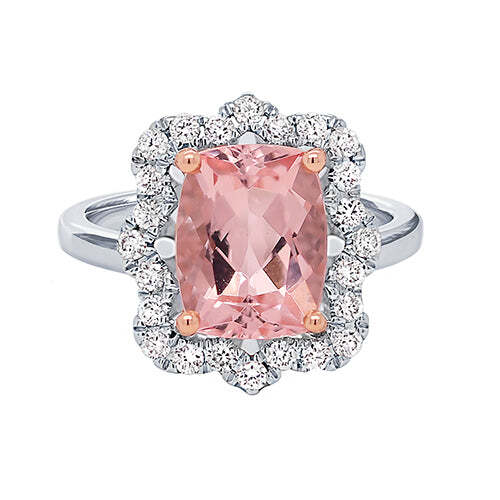 Video Thumbnail: Morganiteanddiamondhaloring - Diamond Halo and Morganite Ring