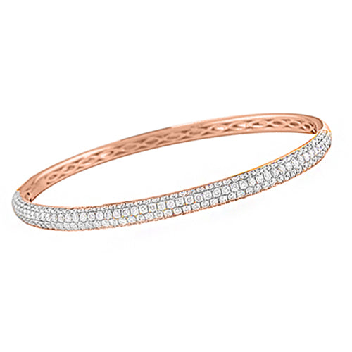Bezel-Set & Pave Diamond Wide Bangle Bracelet - Nuha Jewelers