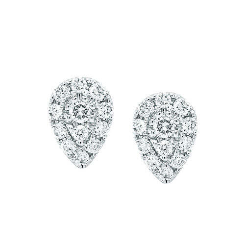 Pear Shape Cluster Stud Earrings