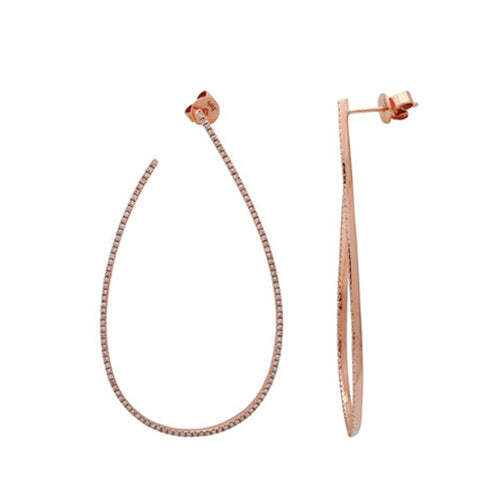 Video Thumbnail: Roseoval 4533 - Gold Diamond Pave Oval Hoop Earrings