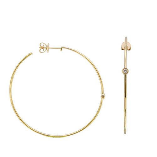 Video Thumbnail: Roundyellow - Gold Diamond Accent Hoop Earrings