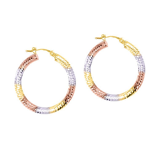 Tri-Gold Hoop Earrings 1.5 cm