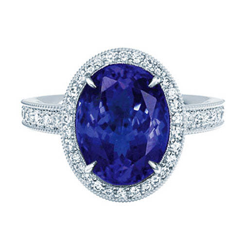 Tanzanite Halo Gemstone Ring