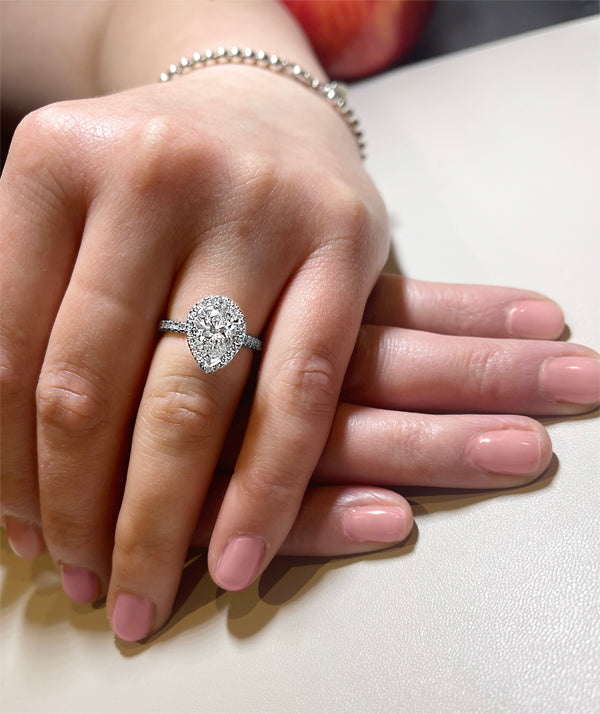 Howard Design Halo Pear Diamond Engagement Ring