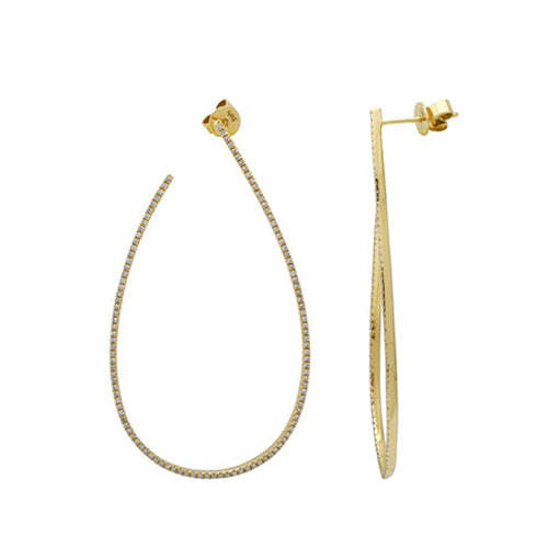 Video Thumbnail: Yellowoval Faea - Gold Diamond Pave Oval Hoop Earrings